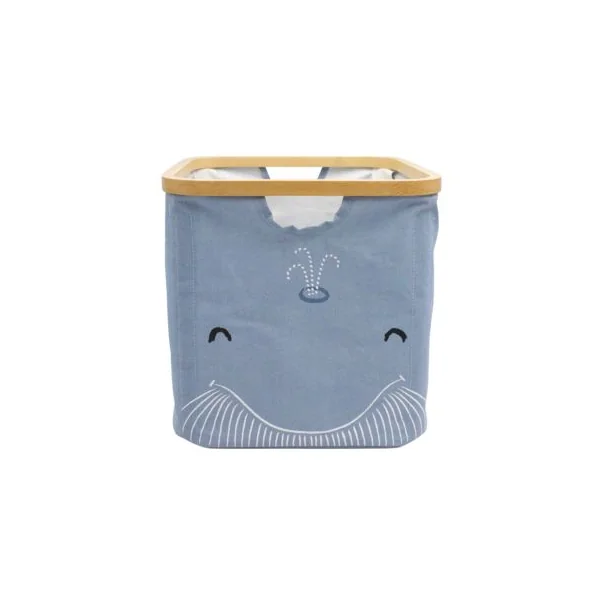 Panier de rangement cadre motif baleine Hyppolite bleu
