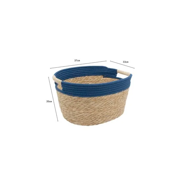 Panier de rangement en jonc de mer bleu M Box & Beyond Milo