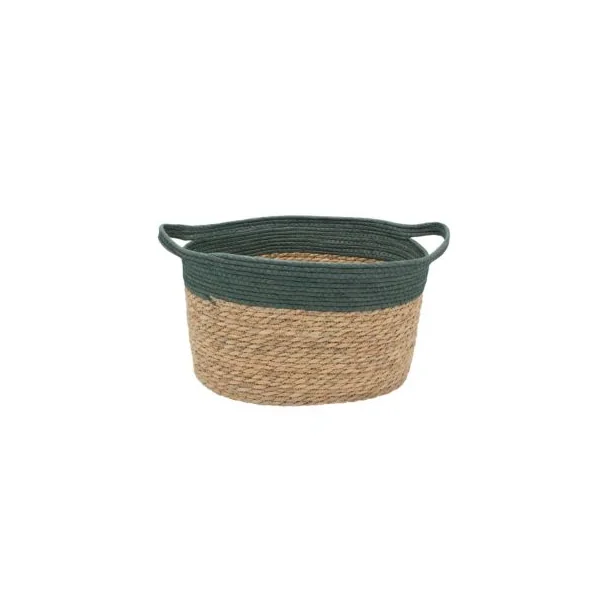 Panier de rangement en jonc de mer vert M Box & Beyond Lino