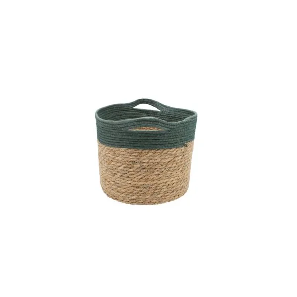 Panier de rangement en jonc de mer vert M Box & Beyond Lino