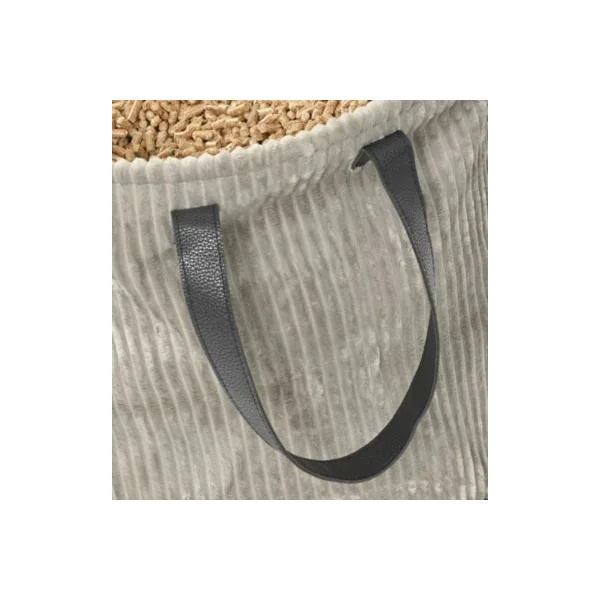 Panier à bûches ou granulés en velours côtelé gris et noir avec anses L.41 X l.41 x H.48 cm, Dixneuf Duveo