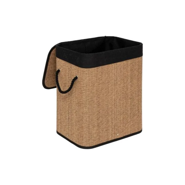 Panier à linge bambou et noir 60L avec couvercle l.30 x H.50 x P.41,5 cm, 5Five Simply Smart