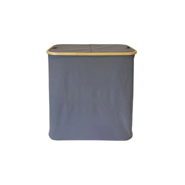 Panier à linge compartimenté et pliable gris et bambou, GoodHome Cervia