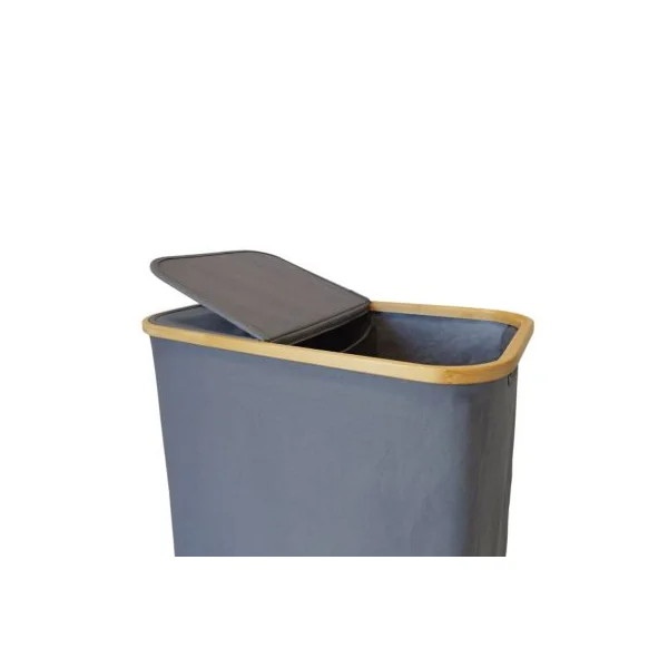 Panier à linge compartimenté et pliable gris et bambou, GoodHome Cervia