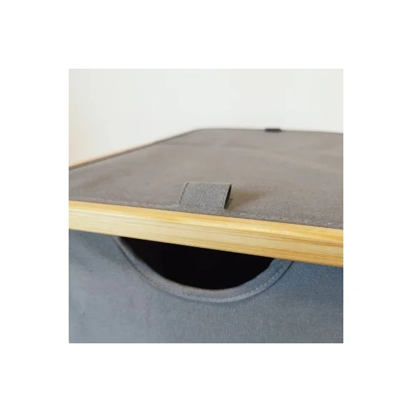 Panier à linge compartimenté et pliable gris et bambou, GoodHome Cervia