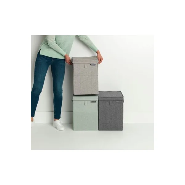 Panier à linge empilable en tissu avec accès rapide, l.32 x H.44,5 x P.32 cm, Brabantia