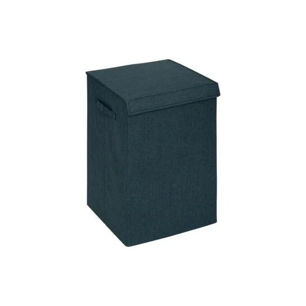 Panier à linge tissu bleu pétrole 74 L l.36,5 x H.60 x P.37,5 cm, 5Five Simply Smart