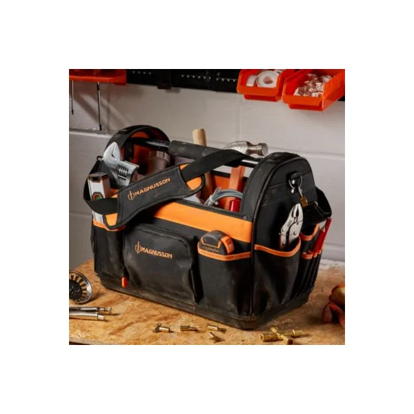 Panier à outils vide fond rigide textile Magnusson 1 compartiment + 8 poches