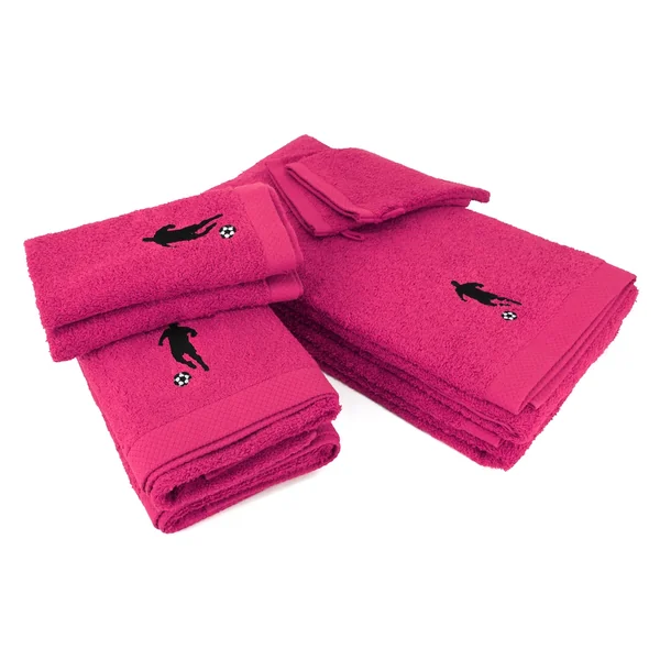 Parure de bain 8 pièces 100% coton 550 g/m2 PURE FOOTBALL Rose Fuchsia