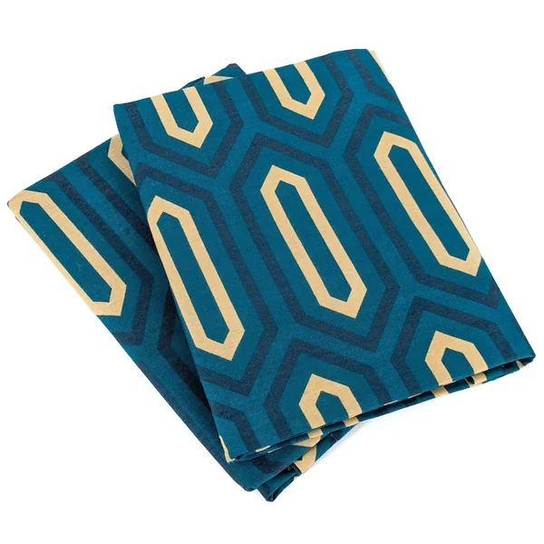 Parure de lit 240x220 cm percale de coton PAST Bleu Canard