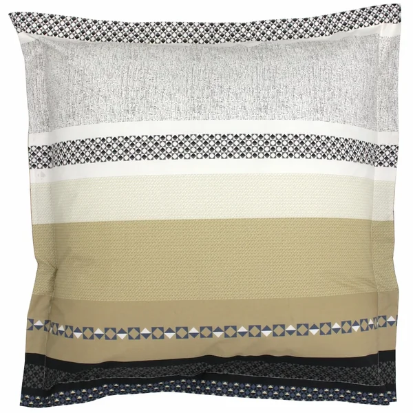 Parure de lit 260x240 cm 65x65 cm percale 100% coton MARLOW acier