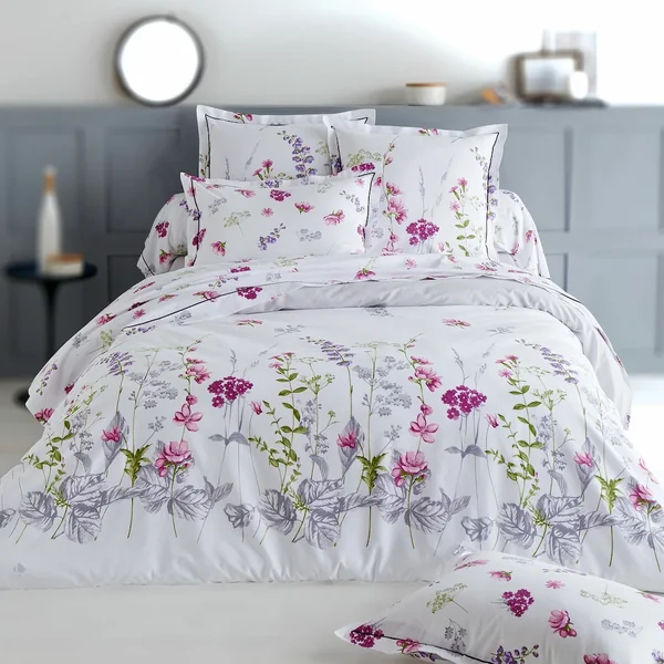 Parure de lit 300x240 cm 65x65 cm 100% coton PRETTY blanc