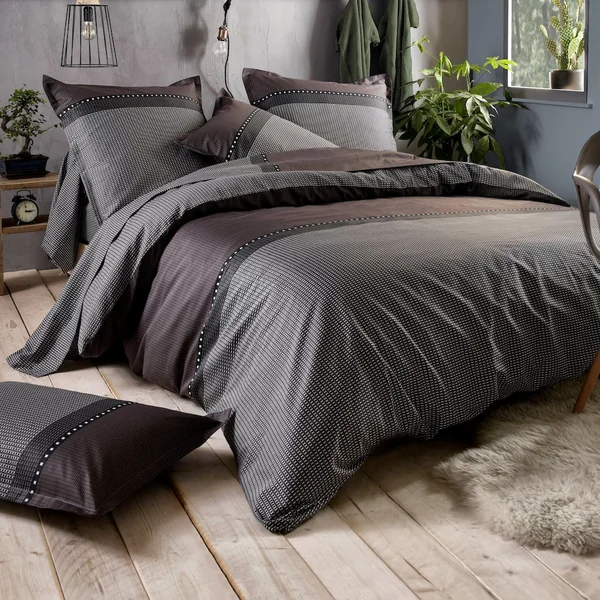 Parure de lit 300x240 cm satin de coton ENZO noir