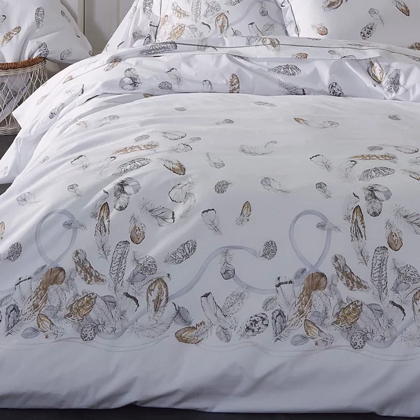 Parure de lit 3 pièces 240x220 cm taies 65x65 cm Percale pur coton PLUMES