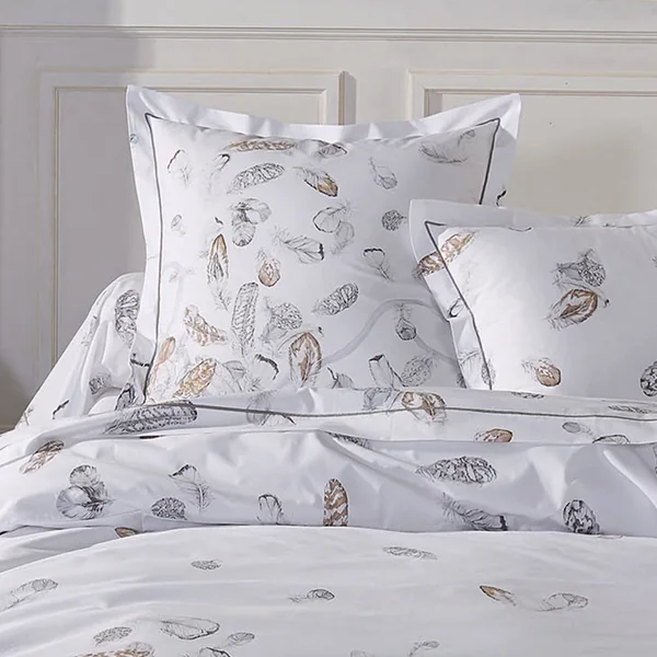 Parure de lit 3 pièces 240x220 cm taies 65x65 cm Percale pur coton PLUMES