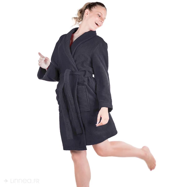 Peignoir col châle adulte ALPHA coton taille L noir