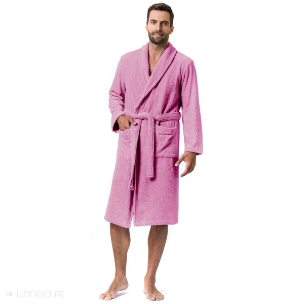 Peignoir col châle adulte PURE coton XL rose lavande