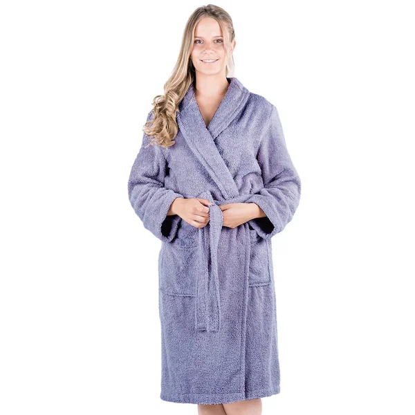 Peignoir col châle ROYAL CRESENT éponge coton taille M bleu lavande