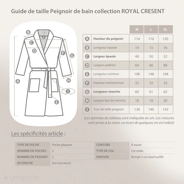 Peignoir col châle ROYAL CRESENT éponge coton taille M jaune miel
