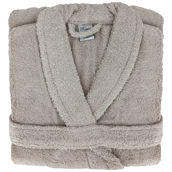 Peignoir col châle ROYAL CRESENT éponge coton taille M marron gris craie