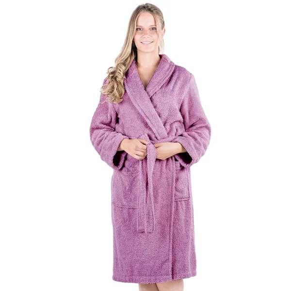 Peignoir col châle ROYAL CRESENT éponge coton taille M rose lavande