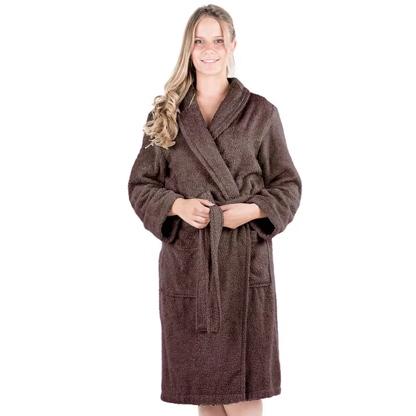 Peignoir col châle ROYAL CRESENT éponge coton taille XL marron taupe