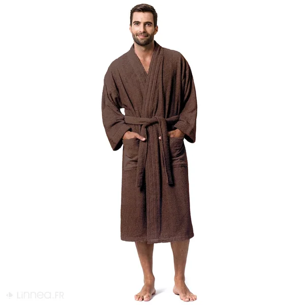 Peignoir kimono adulte PURE coton L marron