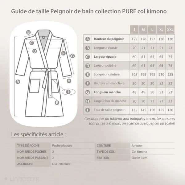 Peignoir kimono adulte PURE coton L marron