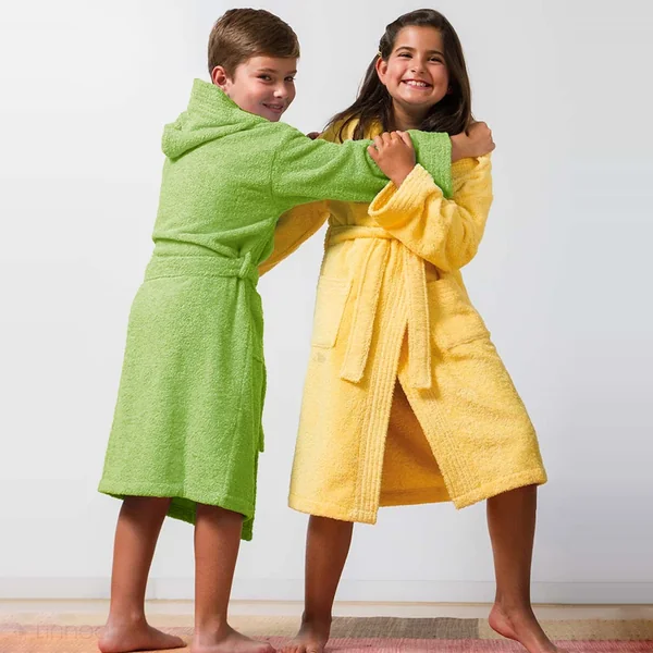 Peignoir à capuche enfant PURE coton 4 ANS vert pistache