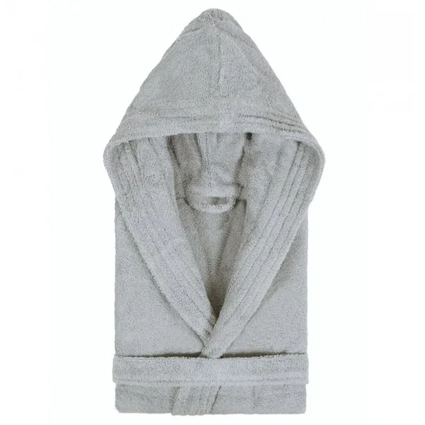 Peignoir à capuche enfant PURE coton 6 ANS gris argent