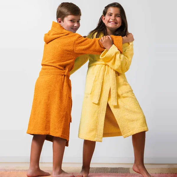 Peignoir à capuche enfant PURE coton 6 ANS jaune or