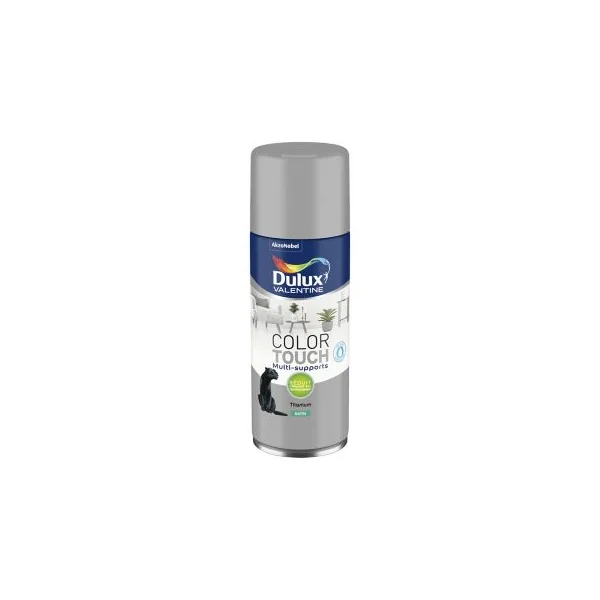 Peinture aérosol Color Touch multi supports Dulux Valentine satin titanium 400ml