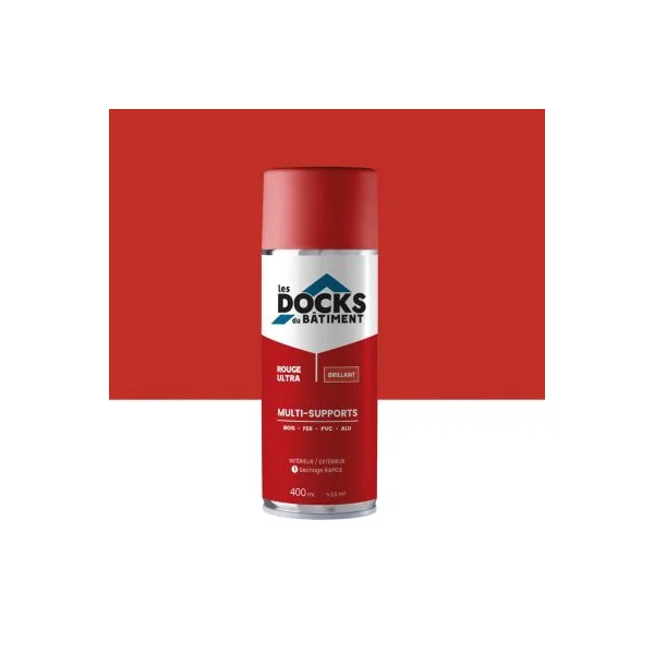 Peinture aérosol multi-supports Les Docks du bâtiment brillant rouge ultra 400ml