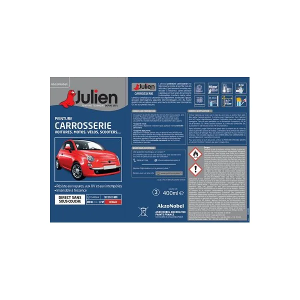 Peinture aérosol spécial carrosserie Julien métallisé gris thallium RAL 37102 400ml