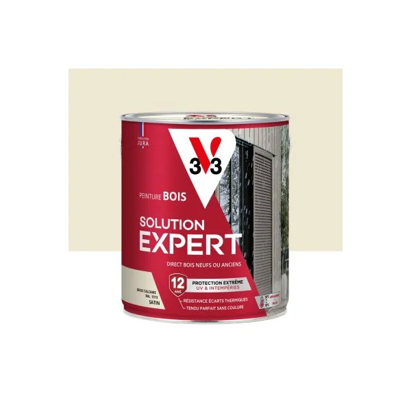 Peinture bois extérieur beige calcaire RAL 1013 satin V33 Solution Expert 2.5 L