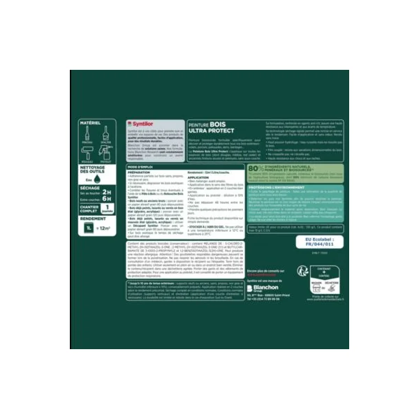 Peinture bois extérieur rouge basque RAL 3004 satin Syntilor Ultra Protect 2.5 L