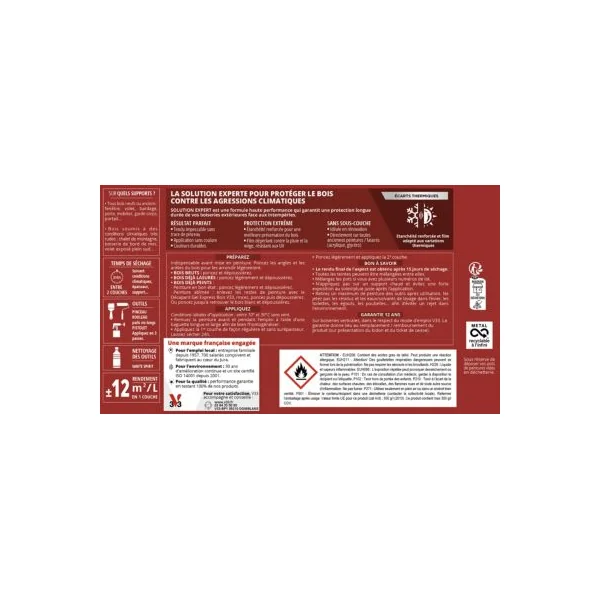 Peinture bois extérieur vert provence satin V33 Solution Expert 2.5 L