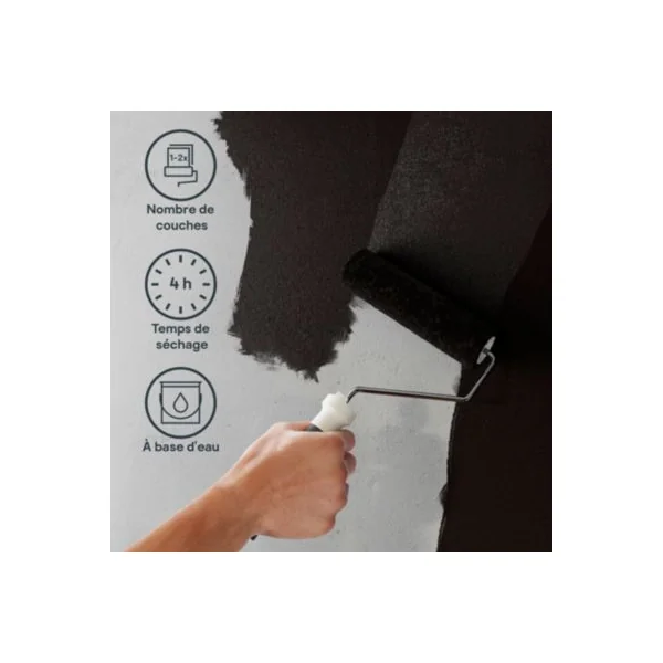 Peinture couleur 2 en 1 velours GoodHome noir zellige 2,5L