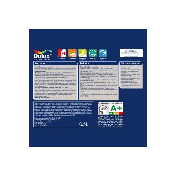 Peinture Crème de Couleur Dulux Valentine mat flocon 0,5L