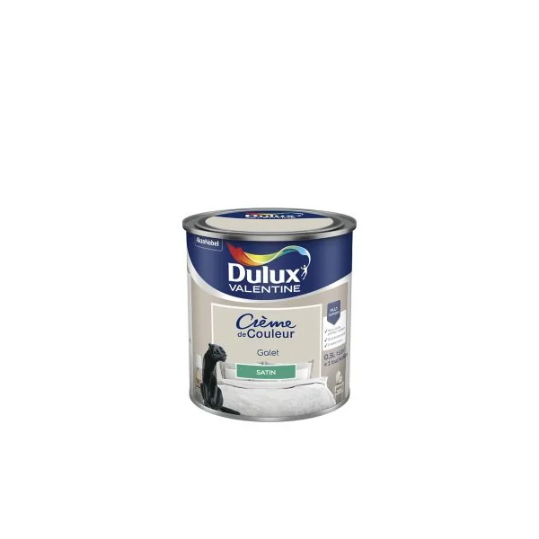 Peinture Crème de Couleur Dulux Valentine satin galet 0,5L