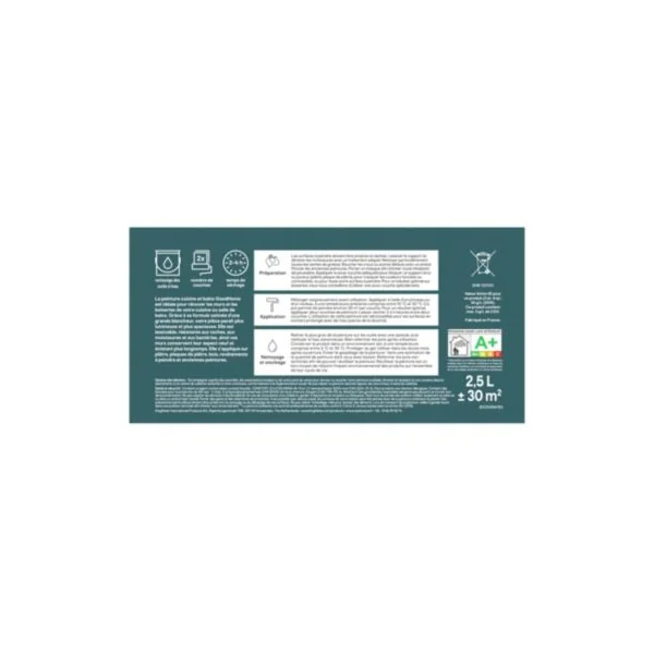 Peinture cuisine & bains murs et plafonds GoodHome blanc lumineux satin 2,5L
