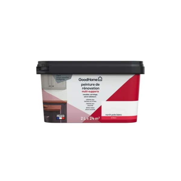Peinture de rénovation multi-supports blanc north pole brillant GoodHome 2L
