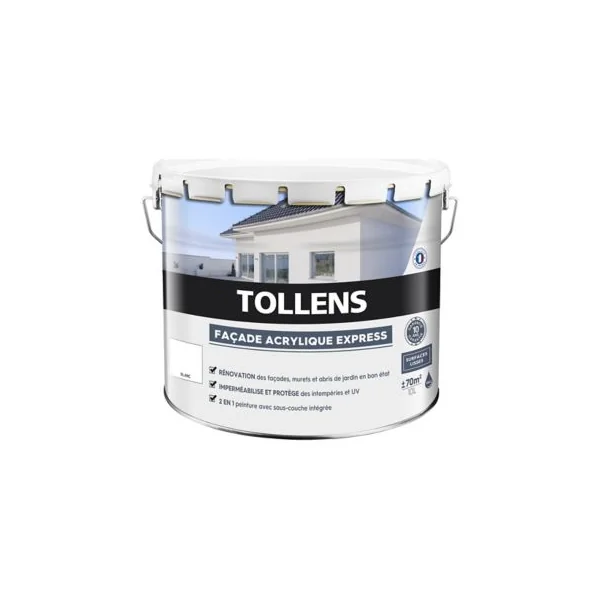 Peinture extérieure façade Tollens express blanc 10L