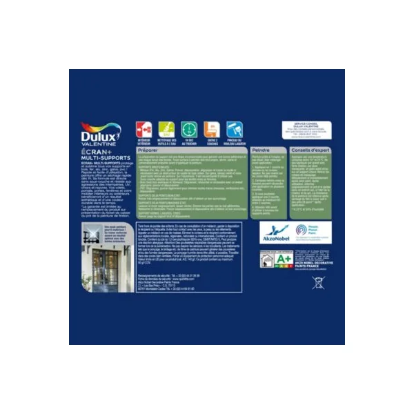 Peinture extérieure multi-supports Ecran+ Dulux Valentine satin blanc cassé 500ml
