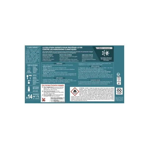 Peinture fer extérieur blanc RAL 9016 brillant V33 Solution Expert 2 L