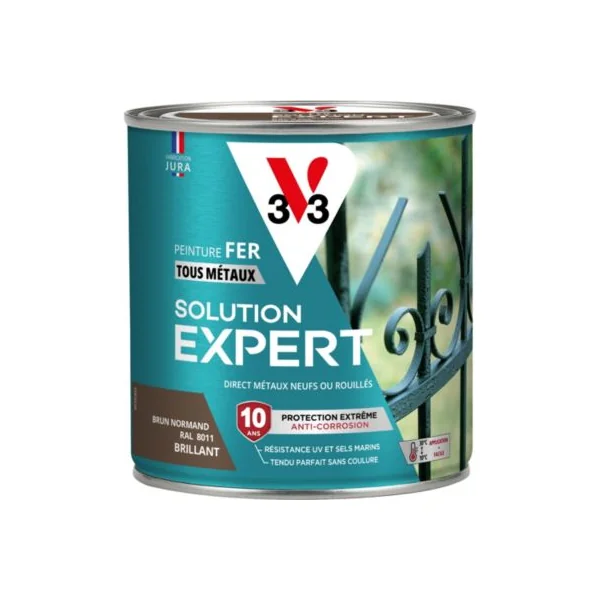 Peinture fer extérieur brun normand brillant V33 Solution Expert 0.5 L