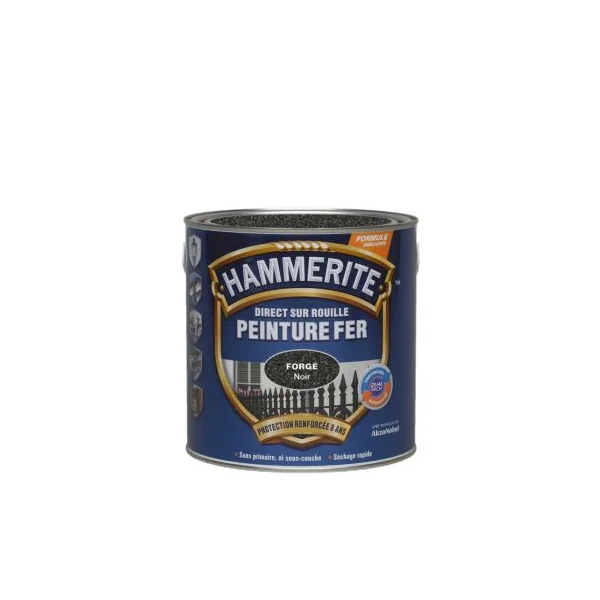 Peinture fer extérieur direct sur rouille noir effet forgé Hammerite 2.5 L
