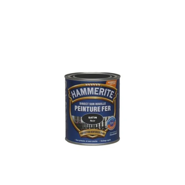 Peinture fer extérieur direct sur rouille noir satin Hammerite 0.75 L