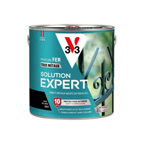 Peinture fer extérieur noir RAL 9005 mat V33 Solution Expert 2 L