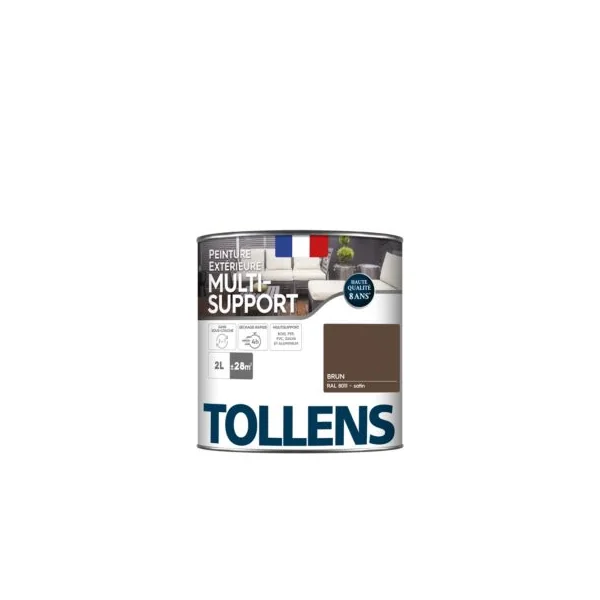 Peinture multi-supports extérieur brun RAL 8011 satin Tollens 2 L